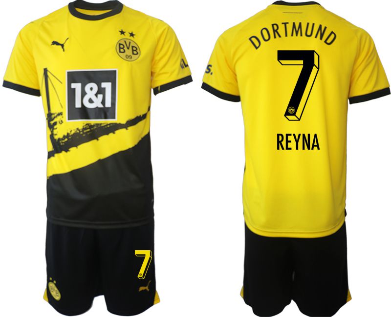 Men 2023-2024 Club Borussia Dortmund home yellow 7 Soccer Jersey